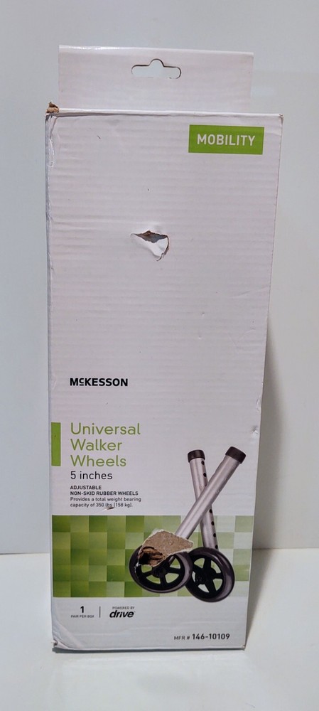 McKesson Universal Walker Wheels Adjustable 5 inches Rubber Wheels 1 Pair