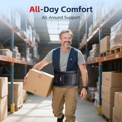 FEATOL Back Brace for Men, Adjustable Lumbar Support Belt, Black L/XL