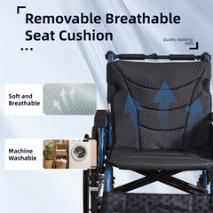 Aluminium multi-functional manual wheelchair with 24-inch quick wheel blue