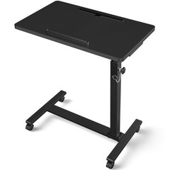 Adjustable Overbed Bedside Table, Hospital Bed Table with Wheels, Portable Ro…