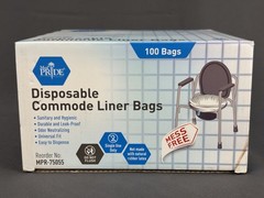 Med Pride Disposable Bedside Commode Liner Bags [Pack of 100] (18H)