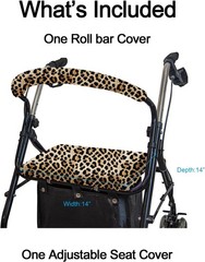 Adjustable Leopard Rollator Seat & Backrest Covers – Easy Installation Included