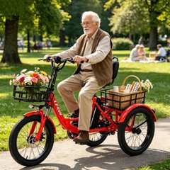 Daibot 350W Foldable Mobility Trike 3 Wheel Adult Removable Battery Cargo Basket