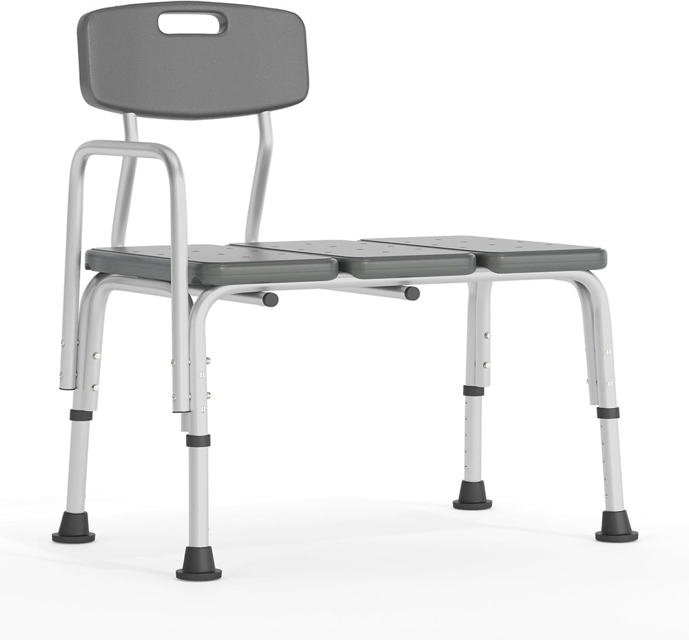 HERCULES Series 300 Lb. Capacity Adjustable Gray Bath & Shower Transfer Bench W/