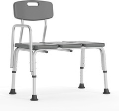 HERCULES Series 300 Lb. Capacity Adjustable Gray Bath & Shower Transfer Bench W/