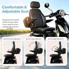 Heavy Duty 1000W 4-Wheel Electric Mobility Scooter 60V 3-Speed 500lbs Load Black