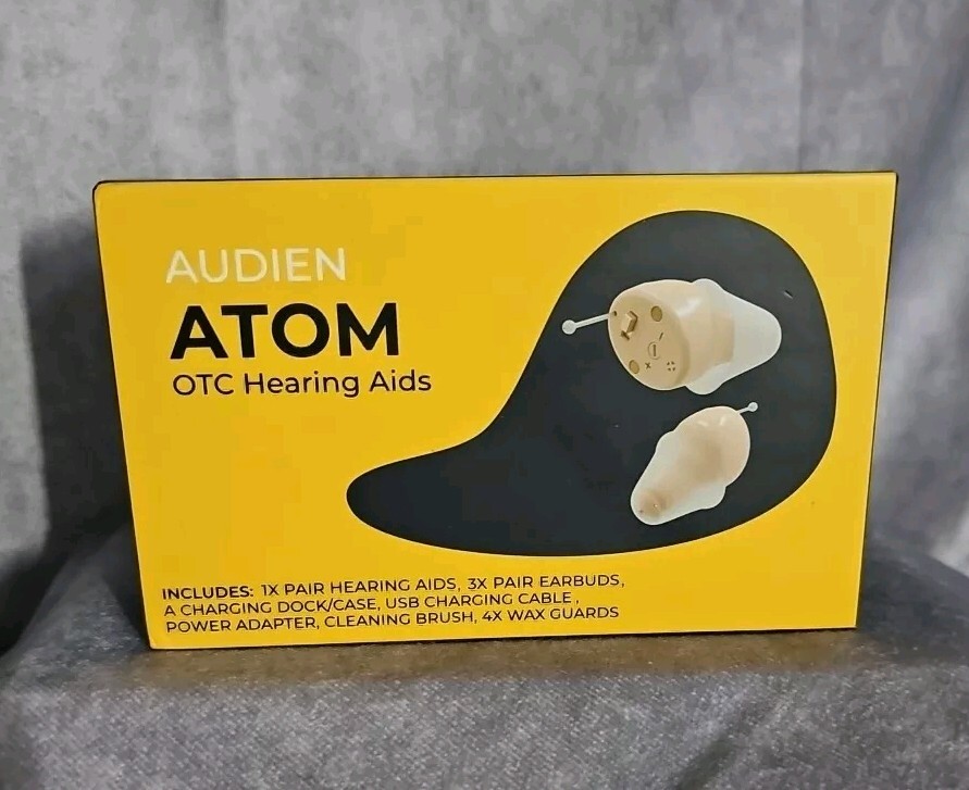Audien Atom Rechargeable Hearing Amplifier OTC Earbuds Noise Booster Sound