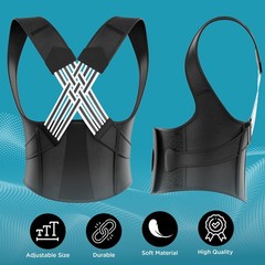Posture Corrector for Women and Men, Back Brace, Shoulder Free Size, Black