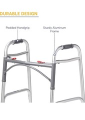 Drive Medical 10200-1 Deluxe 2-Button Folding Walker, Silver