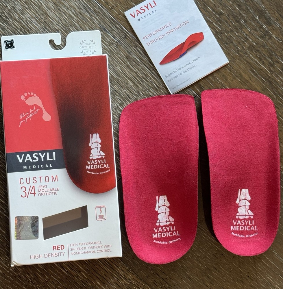 Vasyli Medical Custom 3/4th Heat Moldable High Density Orthotic Insoles Size L
