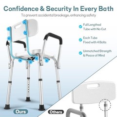 Shower Chair for Elderly and Disabled with Padded Medium Off White/Dark Gray