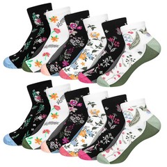 6 Pairs Ankle Compression Socks for Women Floral Low Cut Athletic Support Soc…