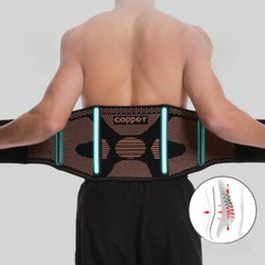 Lower Back Brace Copper Lumbar Support Waist Belt For Men Women Pain Relief