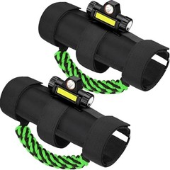 2 x Roll Bar Grab Handles with Light – Paracord Grip Green With LED Light