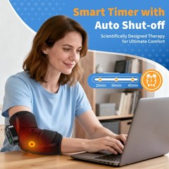 Cordless Heated Massage Elbow Brace Wrap 3000mAh Rechargeable Timer Heating Pad