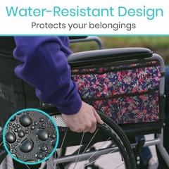Vive Walker Bag – Accessories Wheelchair Basket Pouch (Water 1, Pink Floral