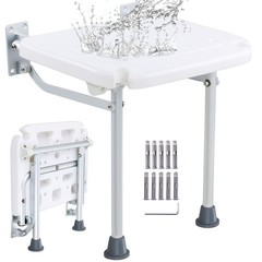 Folding PE Shower Seat 15.7in, 500lb Capacity Wall Mount