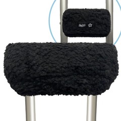 SPRING SEAON Plush Memory‑Foam Crutch Underarm Pad & Hand‑Grip Black