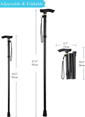Adjustable Lightweight Folding Walking Stick with Non-Slip Rubber Base