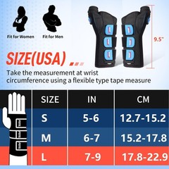 FEATOL 2 Pack Wrist Brace with Thumb Spica Splint Medium/Large, Black Blue
