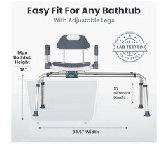 Sliding Shower Chair Tub Transfer Bench with Swivel Seat Bench for Elderly 360.