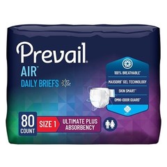 Prevail Air Plus Daily Briefs Size 1, Ultimate Absorbency, 80 Count