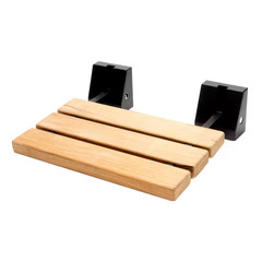 15.75 In. W X 4.25 In. D Wall-Mounted Shower Seat with Black Matte Joints in Nat