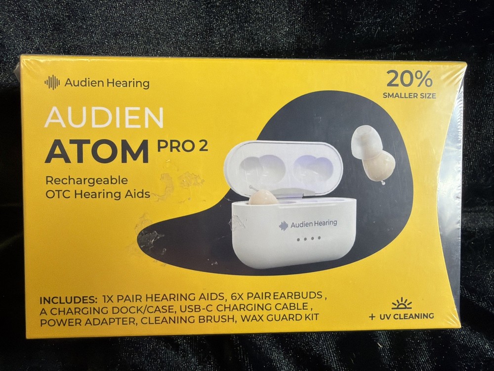 Audien ATOM PRO 2 Wireless Rechargeable OTC Hearing NEW