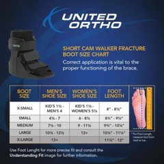 EXTRA-SMALL United Ortho Short Cam Walker Fracture Foot Boot Fits Left or Right
