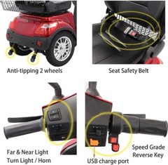 Heavy Duty 4-Wheel Mobility Scooters 31 Miles 3-Speed 800W 500lbs Capacity Blue