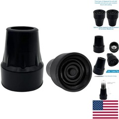 Pack of 2 Black Cane Tips – 7/8 Inch, Metal Reinforced for Extra Stability