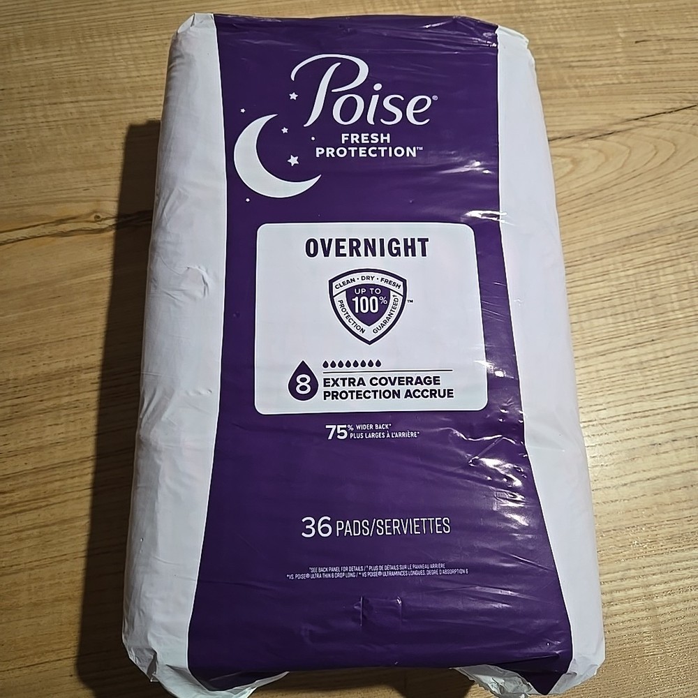 Poise Overnight in Underwear Pads for Leaks 8 Drop Extra Coverage 36 Count New