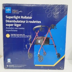 Medline Lightweight Rollator 6″ Wheels 250lb Capacity Aluminum Folding Walker Re