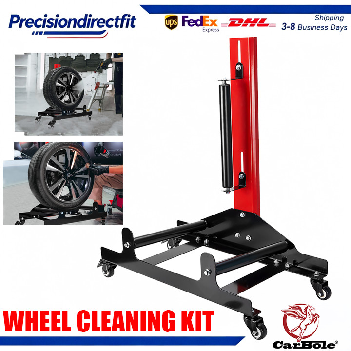 FITS 14-22″ TIRES Wheel Cleaning Kit Adjustable Rim Stand&Tire Scrubber Roller