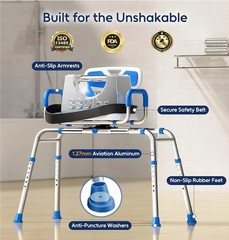 Sliding Shower Chair with Padded 360° Swivel Seat, 330lbs Tub Transfer Bench,…