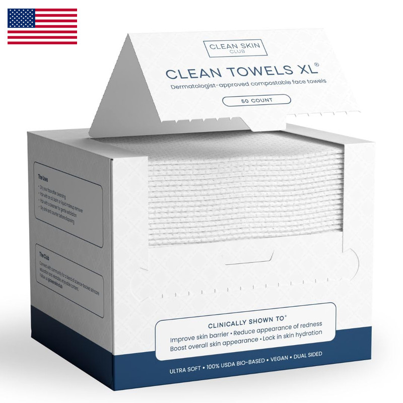 Clean Skin Club Clean Towels Xl 100 Usda Biobased Face Towel Disposable Face