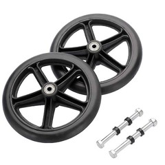 2PCS 8 Inch Solid Anti-Slip Front Caster Wheel Replacement for Walker Wheelchair