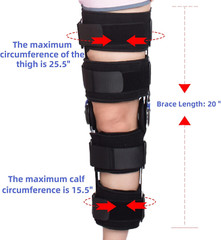 Hinged ROM Knee Brace Post Op Knee Brace Adjustable Knee Immobilizer Support wit