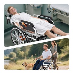 3-in-1 Multi-Purpose Wheelchair, Foldable Transport Wheelchair, Support 265 lbs