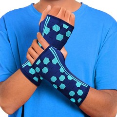 Wrist Support Sleeves Pair – Breathable Elastic Blend – Cobalt Blue