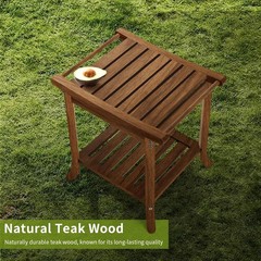 Teak Shower Benches for inside Shower – Waterproof Wood Shower Stool with Storag