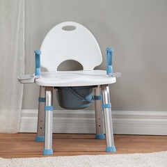 LivingSURETM 2 in 1 Shower Chair and Commode – Supports Up To 450 Pounds, Measur