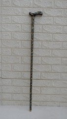 Handcrafted Egyptian Stick, Turquoise & Mother of Pearl Inlaid Wood Walking Cane