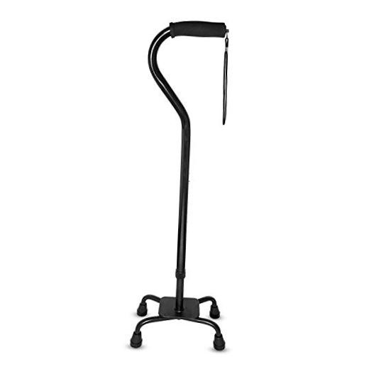 Quad Cane – Adjustable Walking Cane with A Large Four-Pronged Base for Black