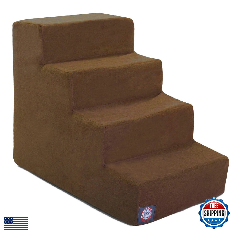 Majestic Pet 4 Step Portable Dog Stairs For Small Dogs To Get On Bed Supports