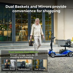 2026 4 Wheels Mobility Scooters Power Wheel Chair Electric Device Compact Mirror