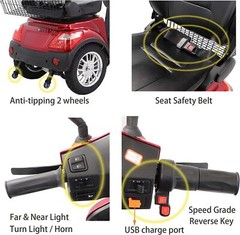 Heavy Duty 4-Wheel Mobility Scooters 31 Miles 3-Speed 800W 500lbs Capacity Green