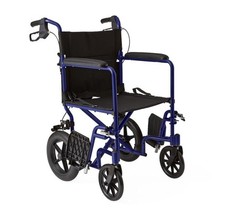 Medline Basic Aluminum Transport Chair Blue 12 In. Wheels 300 Lb. Capacity 1 Ct.