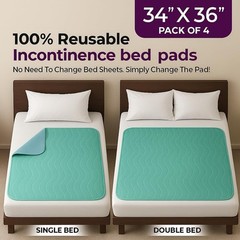 Epicessentials Incontinence Bed Pads 34×36 Inches (Pack of 4), Green/Blue