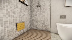 Natural Solid Wood Folding Shower Seat Wall Mounted Bath Stool Shower Bench